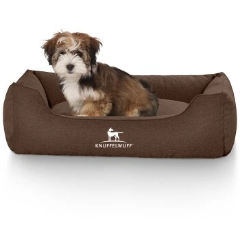 Knuffelwuff Hundebett Crispino Aus Velours Mit Handwebcharakter Braun M-L 6 Knuffelwuff Hundebett Crispino Aus Velours Mit Handwebcharakter Braun M-L – Bild 4