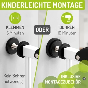 Bomi Türschutzgitter Extrahoch 107 Cm - Mira 73-81 Cm In Weiß Für Hunde & Katzen 5 Bomi Türschutzgitter Extrahoch 107 Cm - Mira 73-81 Cm In Weiß Für Hunde & Katzen – Bild 3