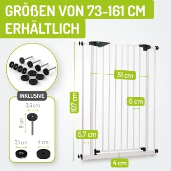 Bomi Türschutzgitter Extrahoch 107 Cm - Mira 73-81 Cm In Weiß Für Hunde & Katzen 4 Bomi Türschutzgitter Extrahoch 107 Cm - Mira 73-81 Cm In Weiß Für Hunde & Katzen – Bild 2