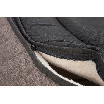 Knuffelwuff Orthopädisches Hundebett Lena Aus Velours Und Kunstleder Mit Hohem Schaumstoffrand Braun/ Beige XL 5 Knuffelwuff Orthopädisches Hundebett Lena Aus Velours Und Kunstleder Mit Hohem Schaumstoffrand Braun/ Beige XL – Bild 3