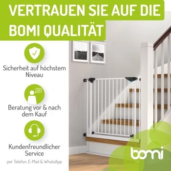 Bomi Türschutzgitter Extrahoch 107 Cm - Mira 73-81 Cm In Weiß Für Hunde & Katzen 7 Bomi Türschutzgitter Extrahoch 107 Cm - Mira 73-81 Cm In Weiß Für Hunde & Katzen – Bild 5
